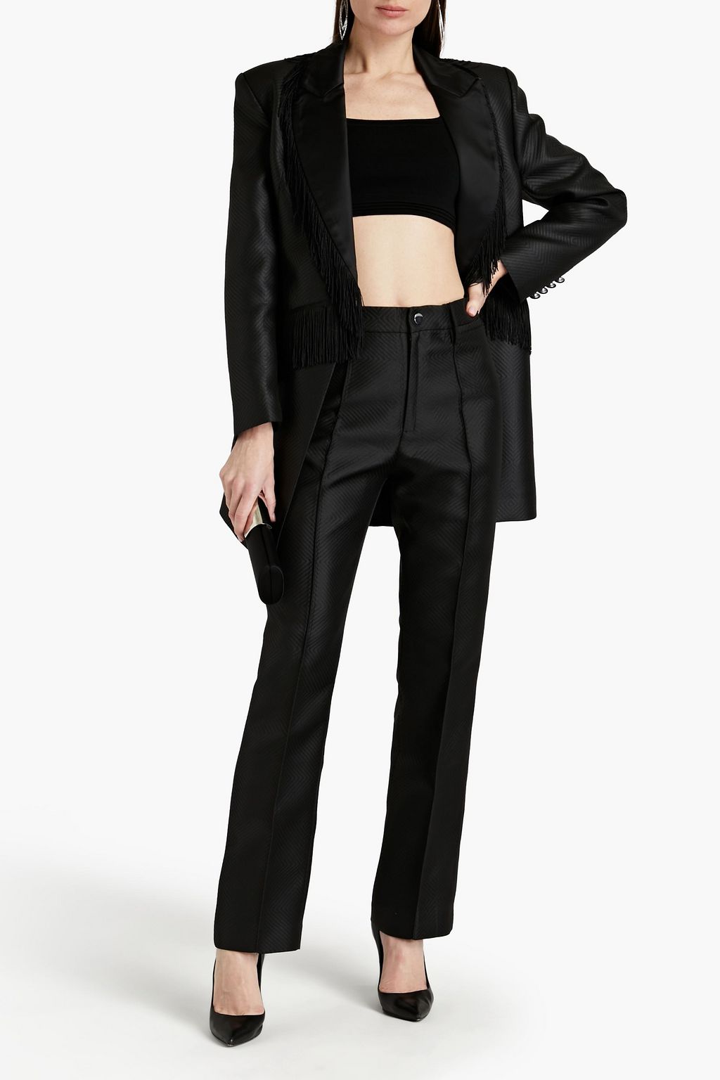 ROTATE BIRGER CHRISTENSEN Robyn satin-jacquard straight-leg pants