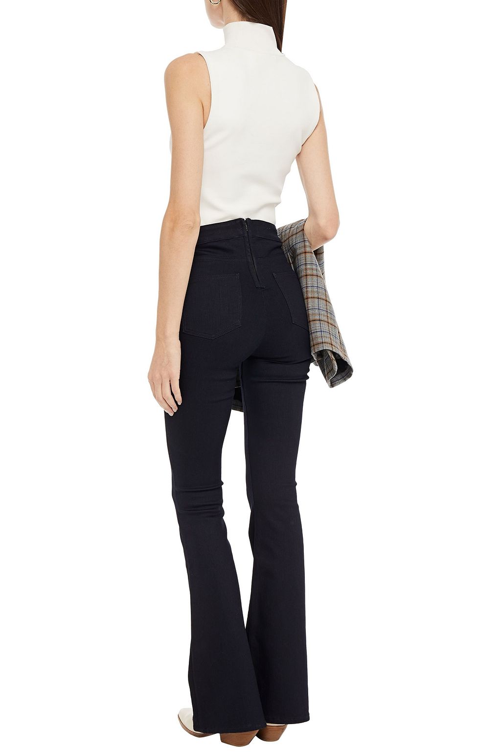 VERONICA BEARD Button-embellished high-rise flared jeans