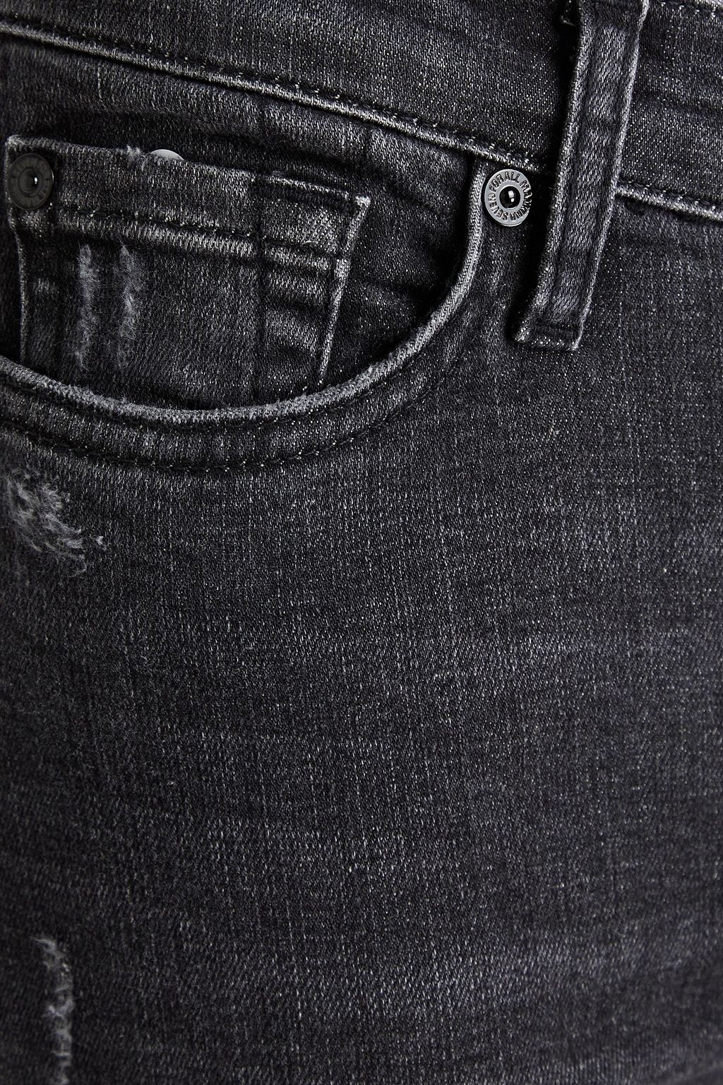 7 FOR ALL MANKIND Cropped distressed mid-rise skinny jeans