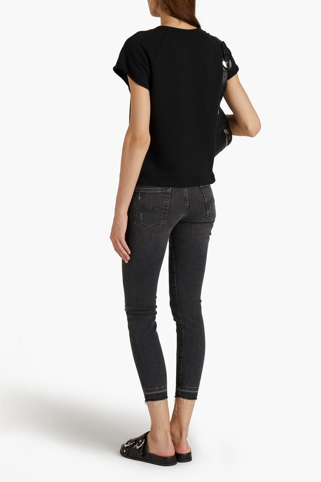 7 FOR ALL MANKIND Cropped distressed mid-rise skinny jeans