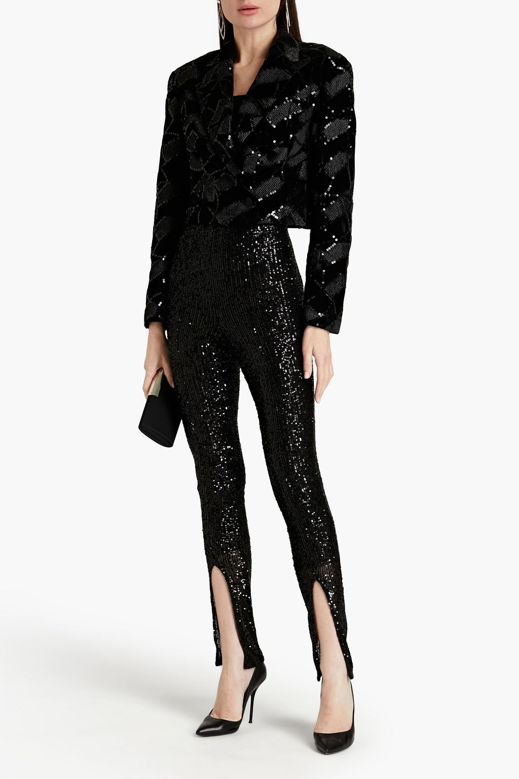 ROTATE BIRGER CHRISTENSEN Alicia sequined mesh skinny pants
