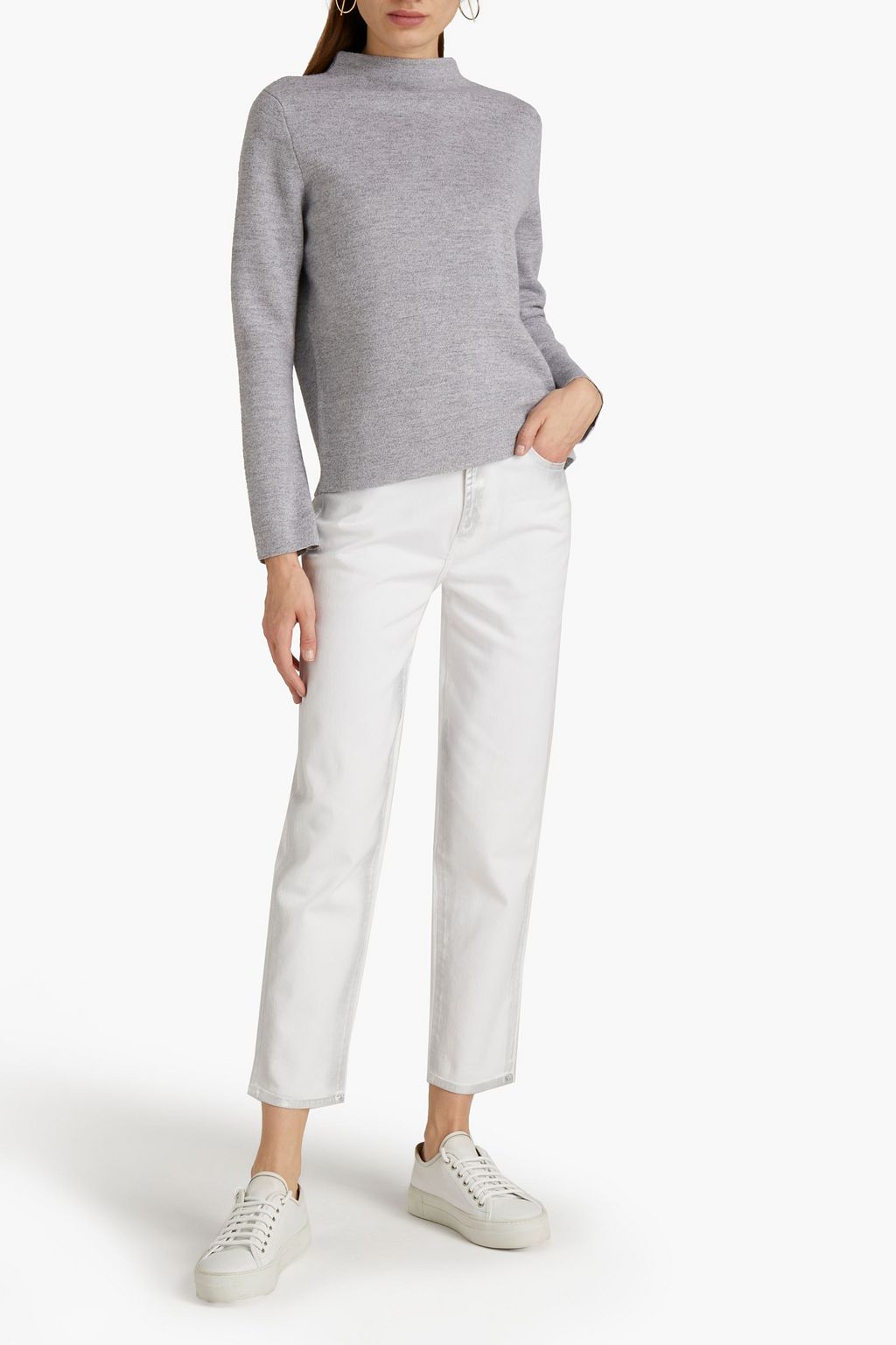 7 FOR ALL MANKIND Cropped metallic high-rise slim-leg jeans