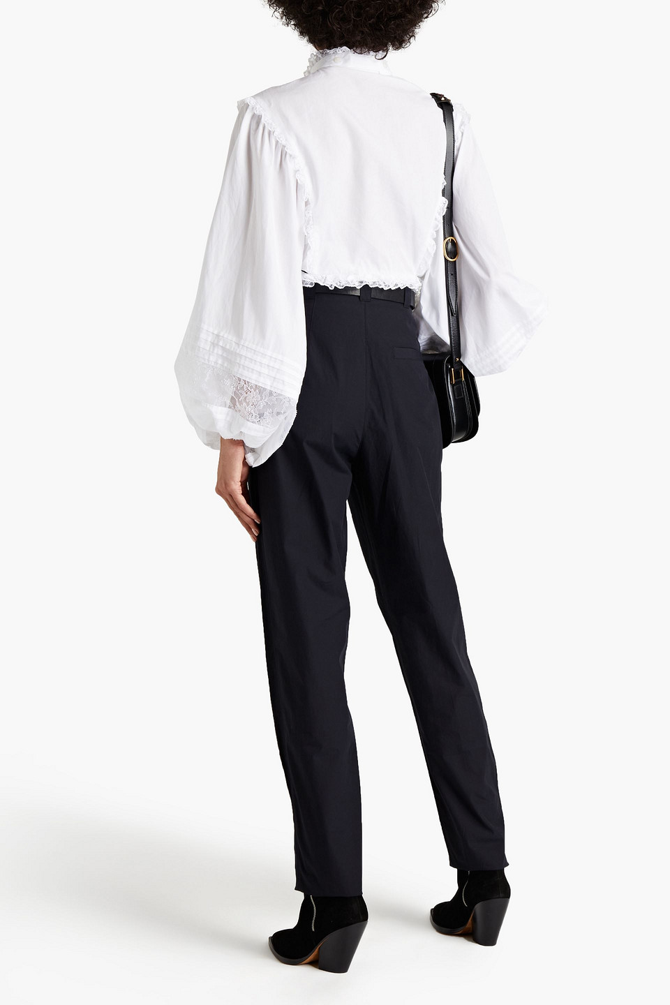 Shop Isabel Marant Kilandy Pleated Cotton-canvas Tapered Pants In Schwarz