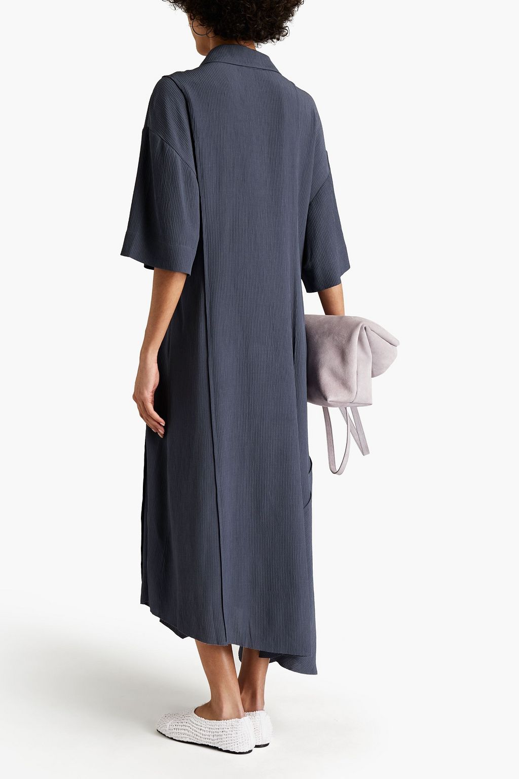 ACNE STUDIOS Asymmetric ribbed crepe midi dress