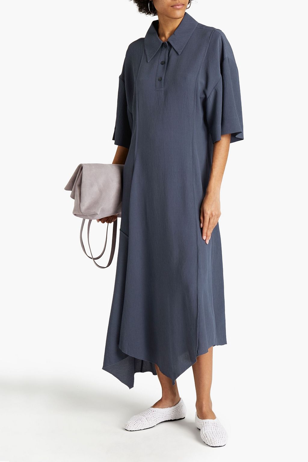 ACNE STUDIOS Asymmetric ribbed crepe midi dress