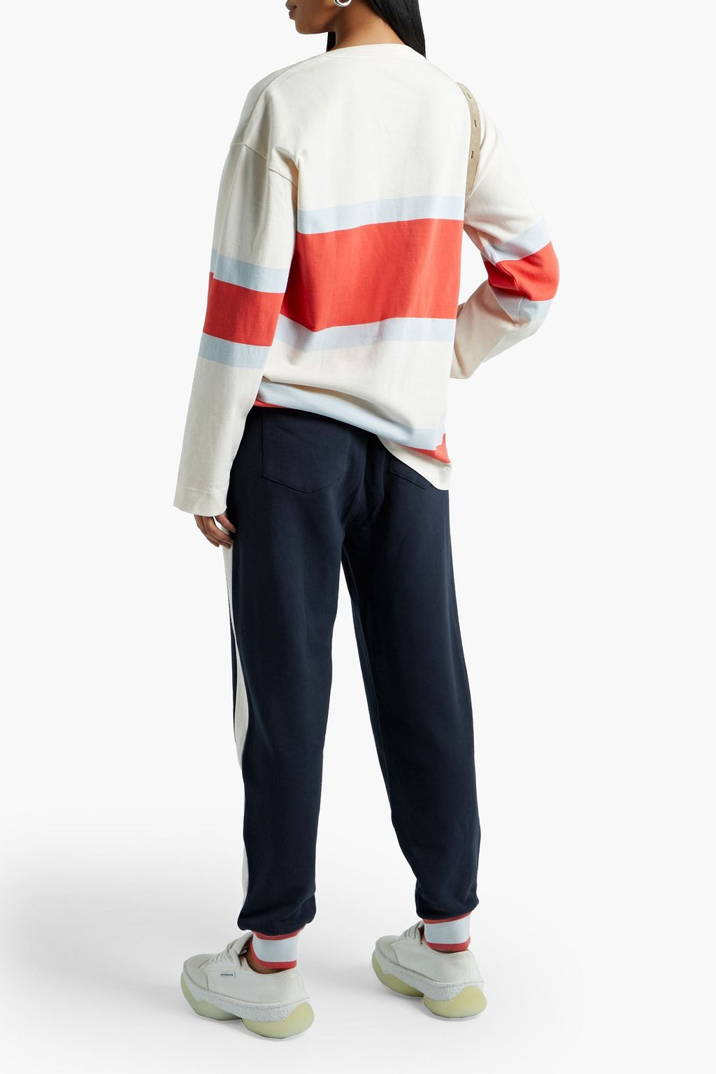 THE UPSIDE Striped French cotton-terry track pants