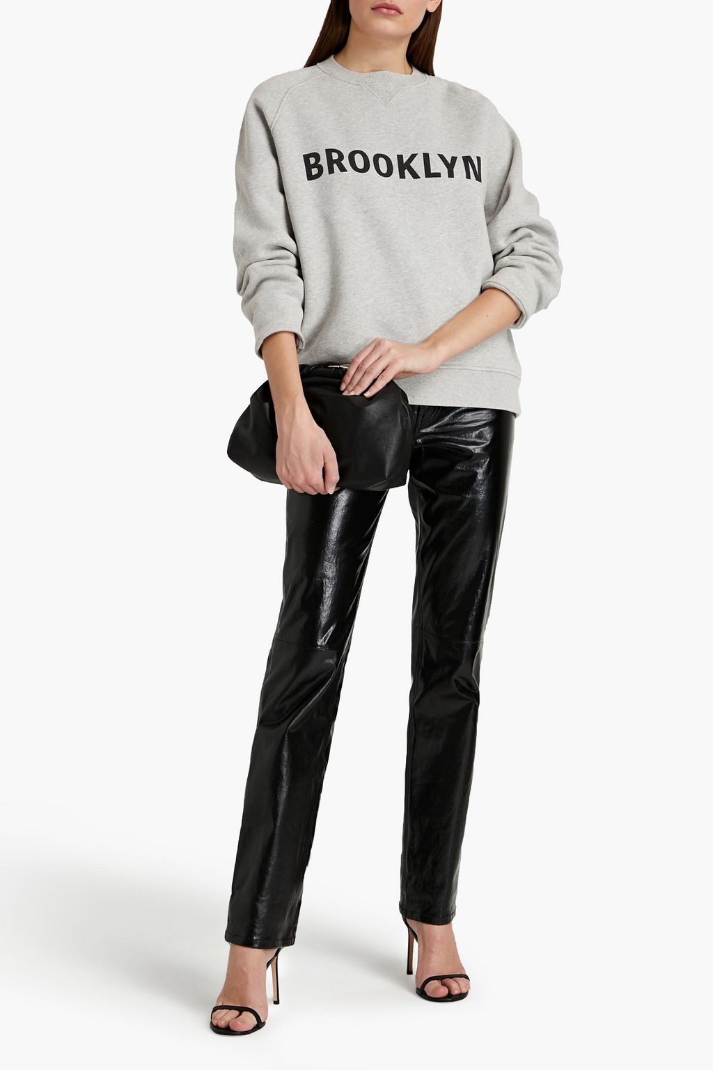 VICTORIA, VICTORIA BECKHAM Mélange printed French cotton-terry sweatshirt