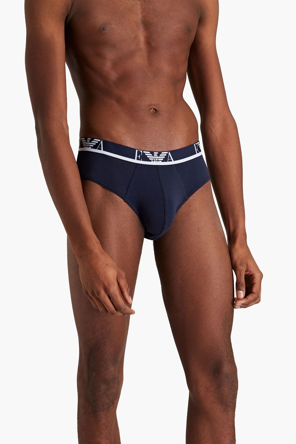 EMPORIO ARMANI Jacquard-trimmed stretch-cotton jersey briefs