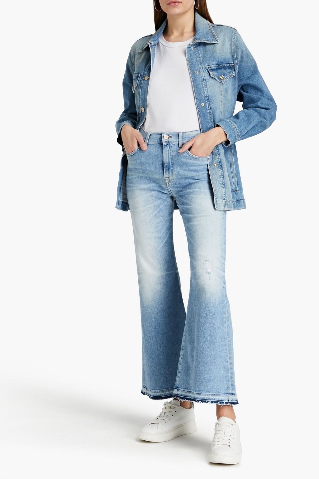 7 FOR ALL MANKIND Distressed high-rise flared jeans