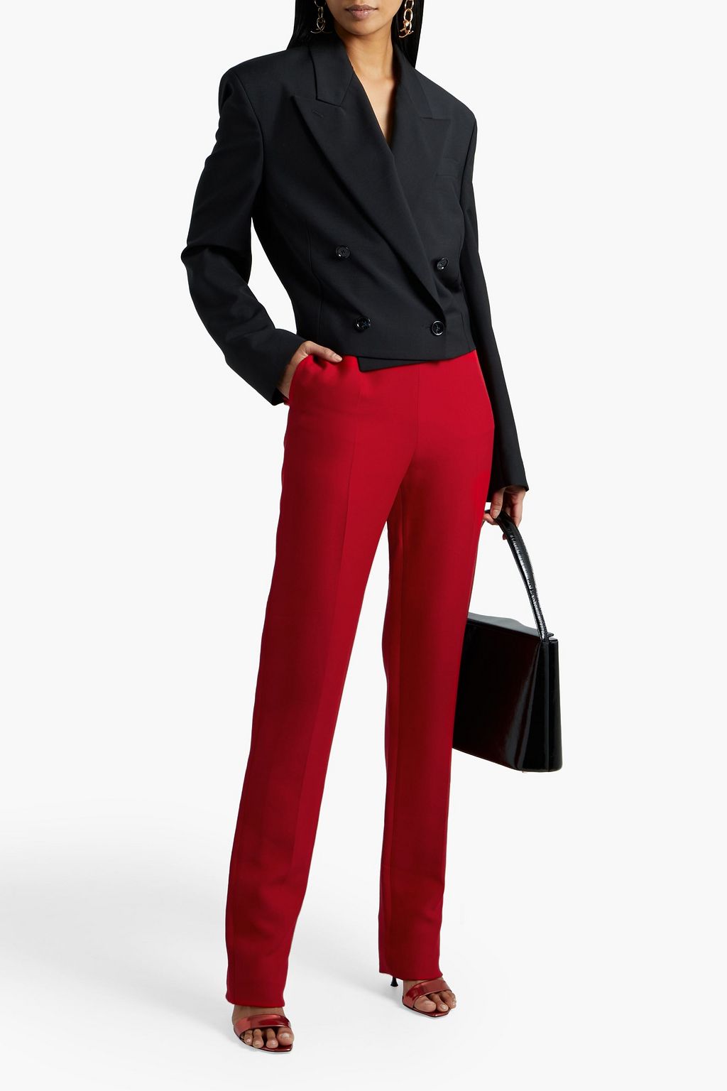 VALENTINO GARAVANI Silk and wool-blend crepe straight-leg pants