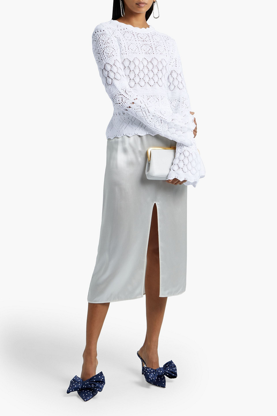 Carolina Herrera Crocheted Cotton Jumper In White