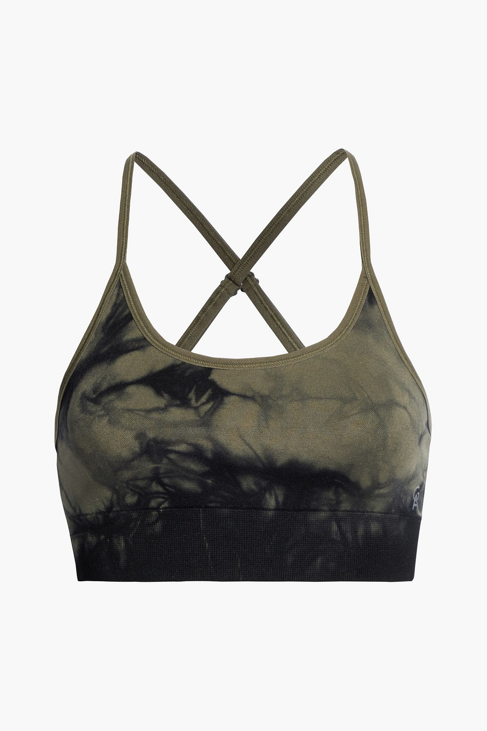 good american - tie-dyed stretch sports bra - green - 7