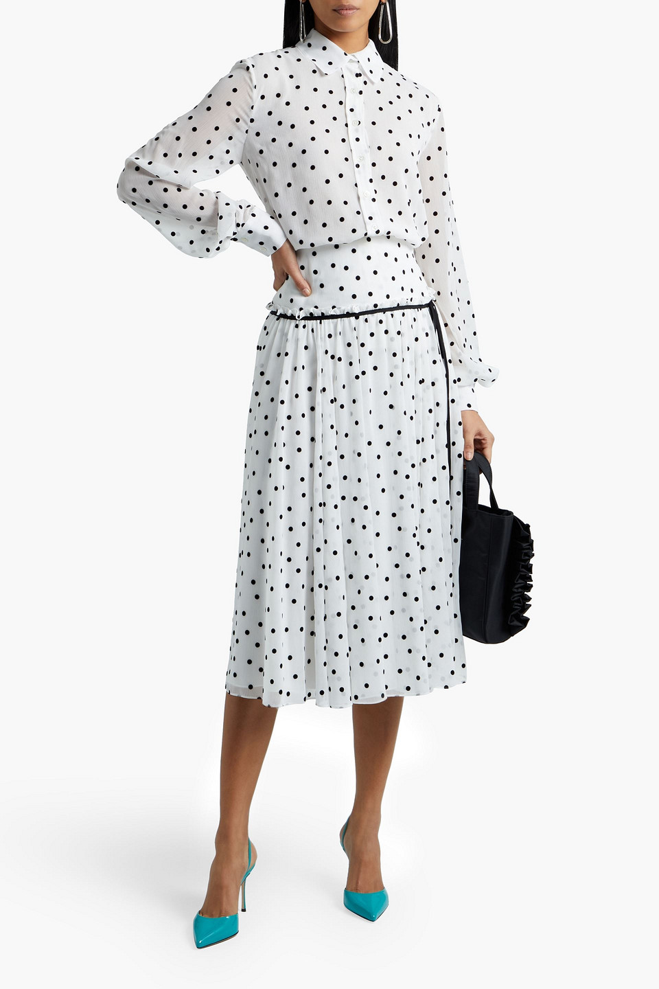 Carolina Herrera Polka-dot Georgette Shirt In White