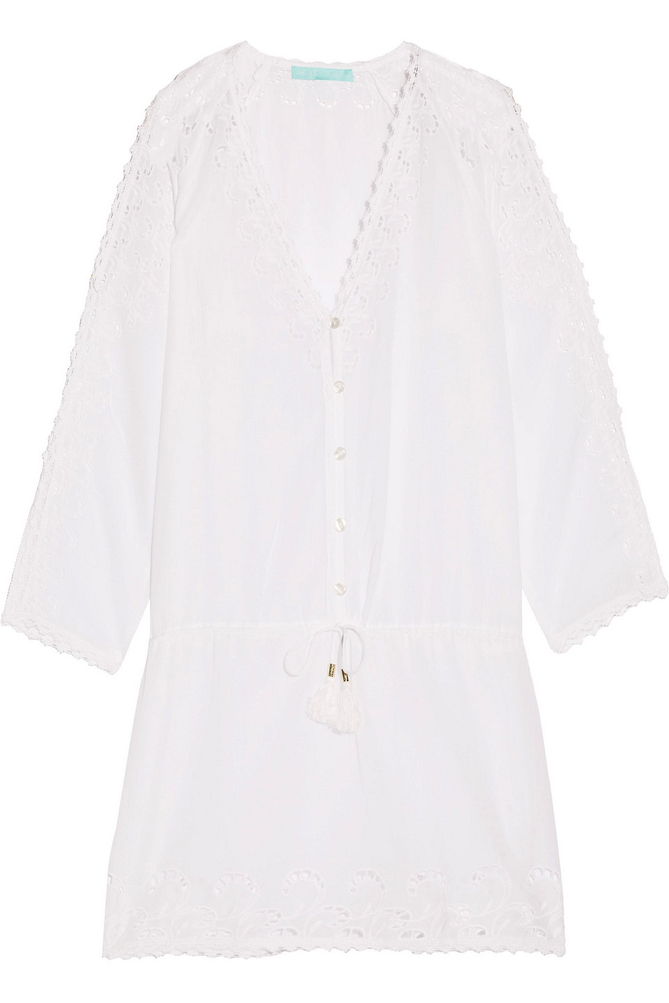 melissa odabash - tamara broderie anglaise-trimmed broadcloth coverup - white - m