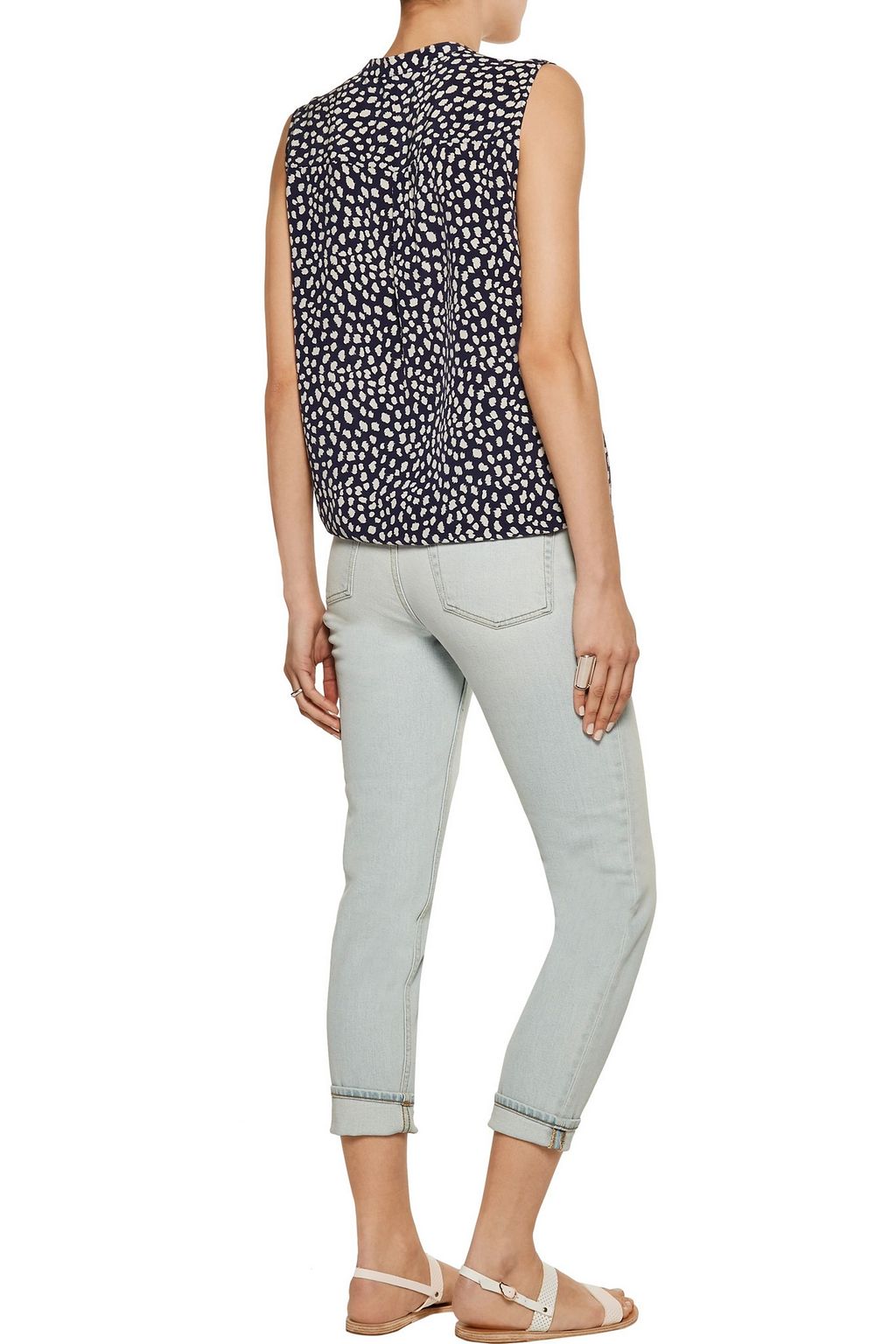 JOIE Edalette tie-front printed silk top