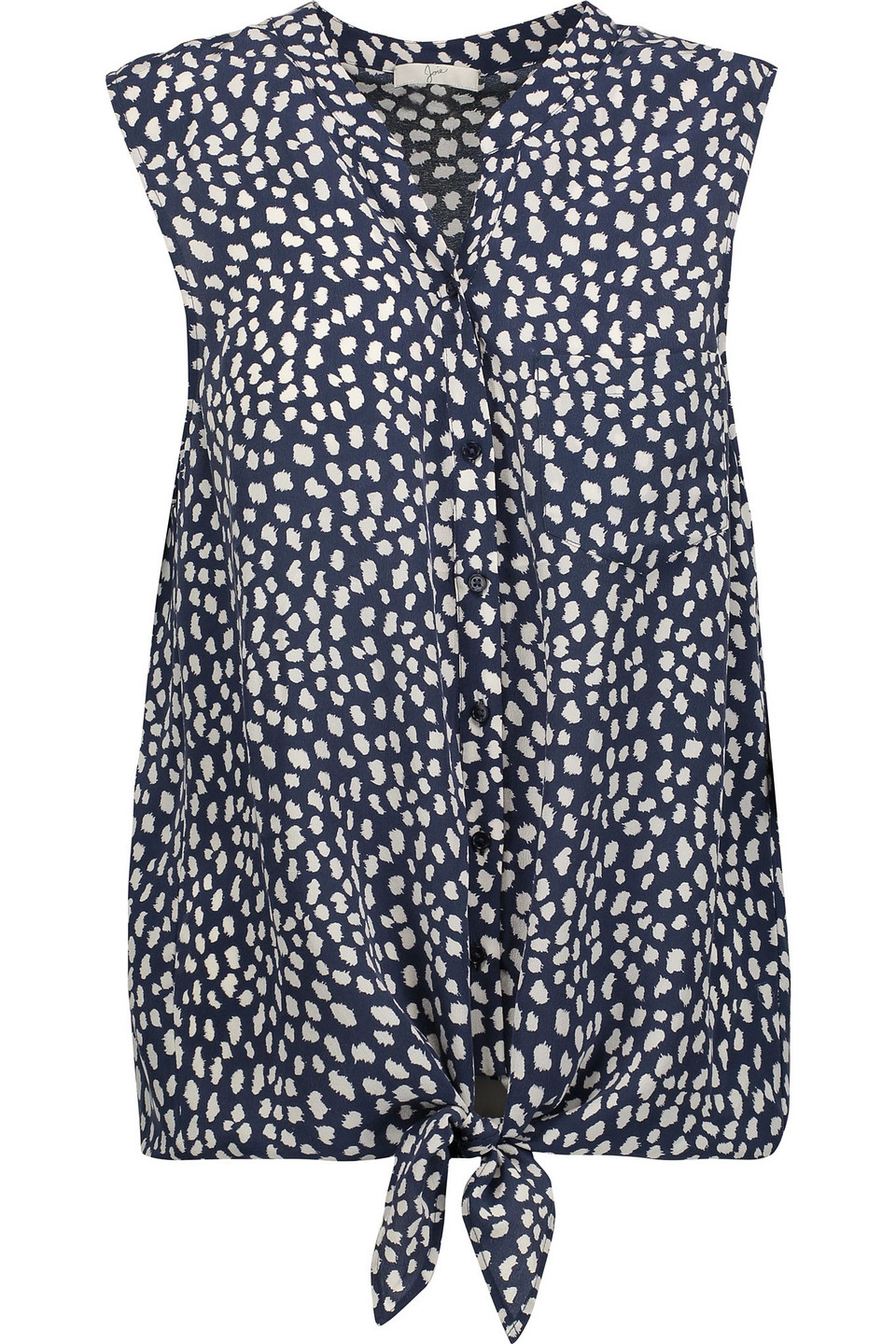 Edalette tie-front printed silk top