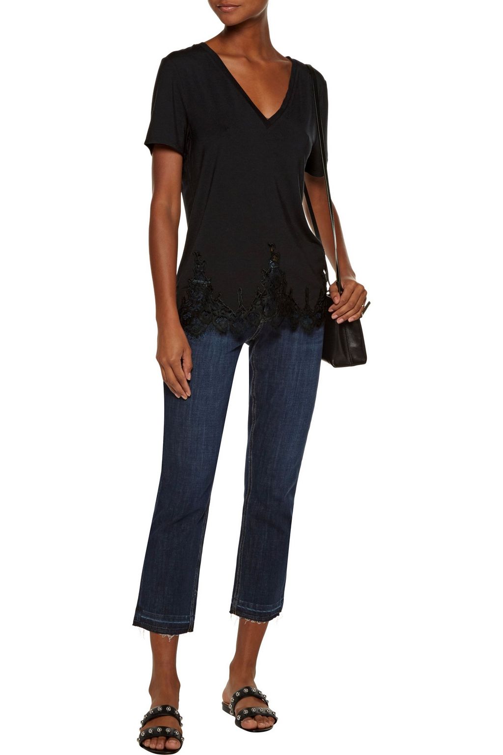 TART COLLECTIONS Daryl lace-trimmed stretch-modal jersey top