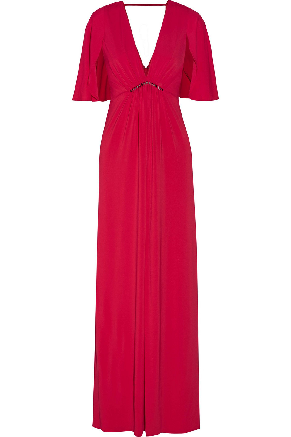 halston - embellished jersey gown - red - xs