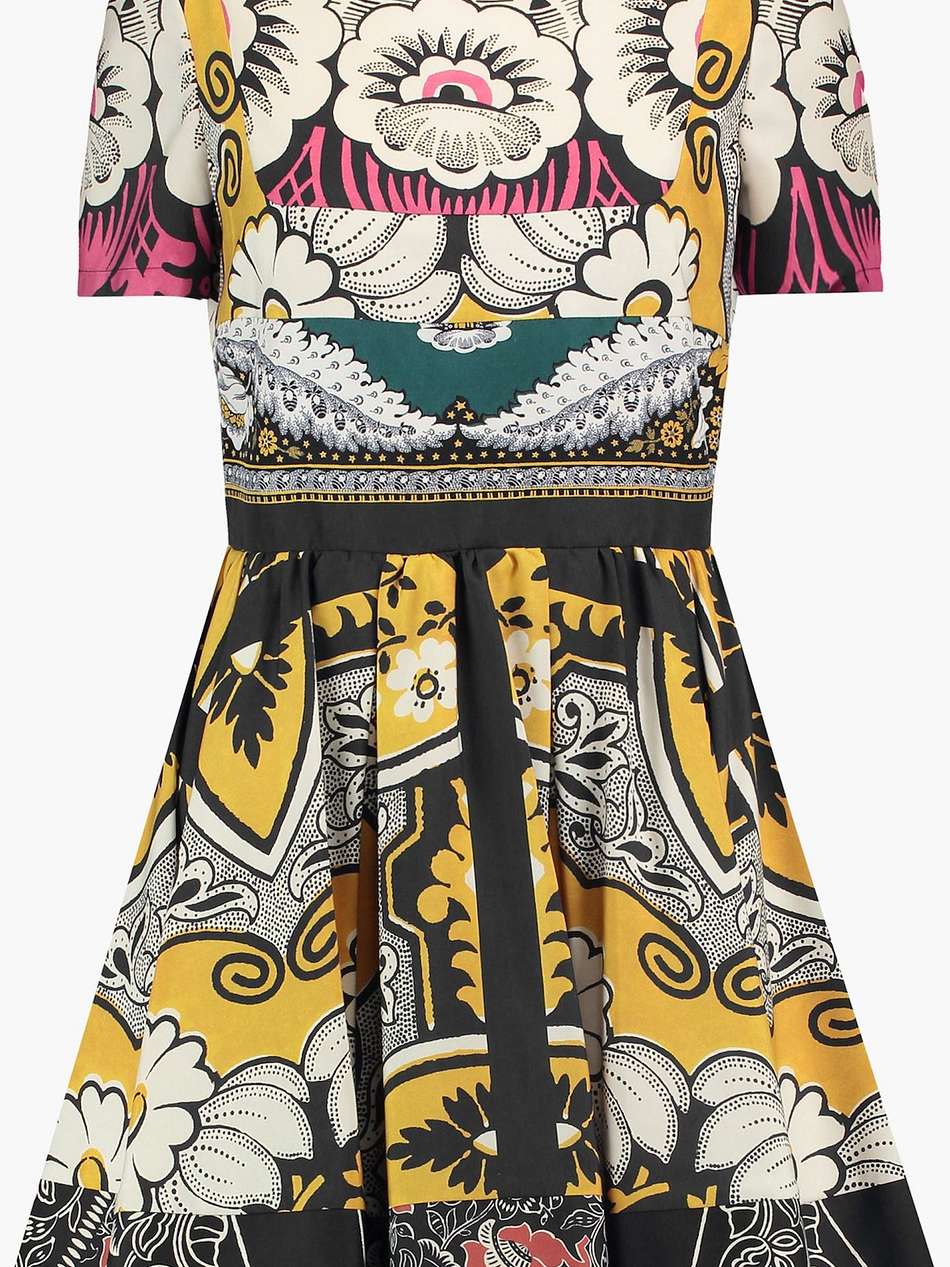 pleated printed silk dress