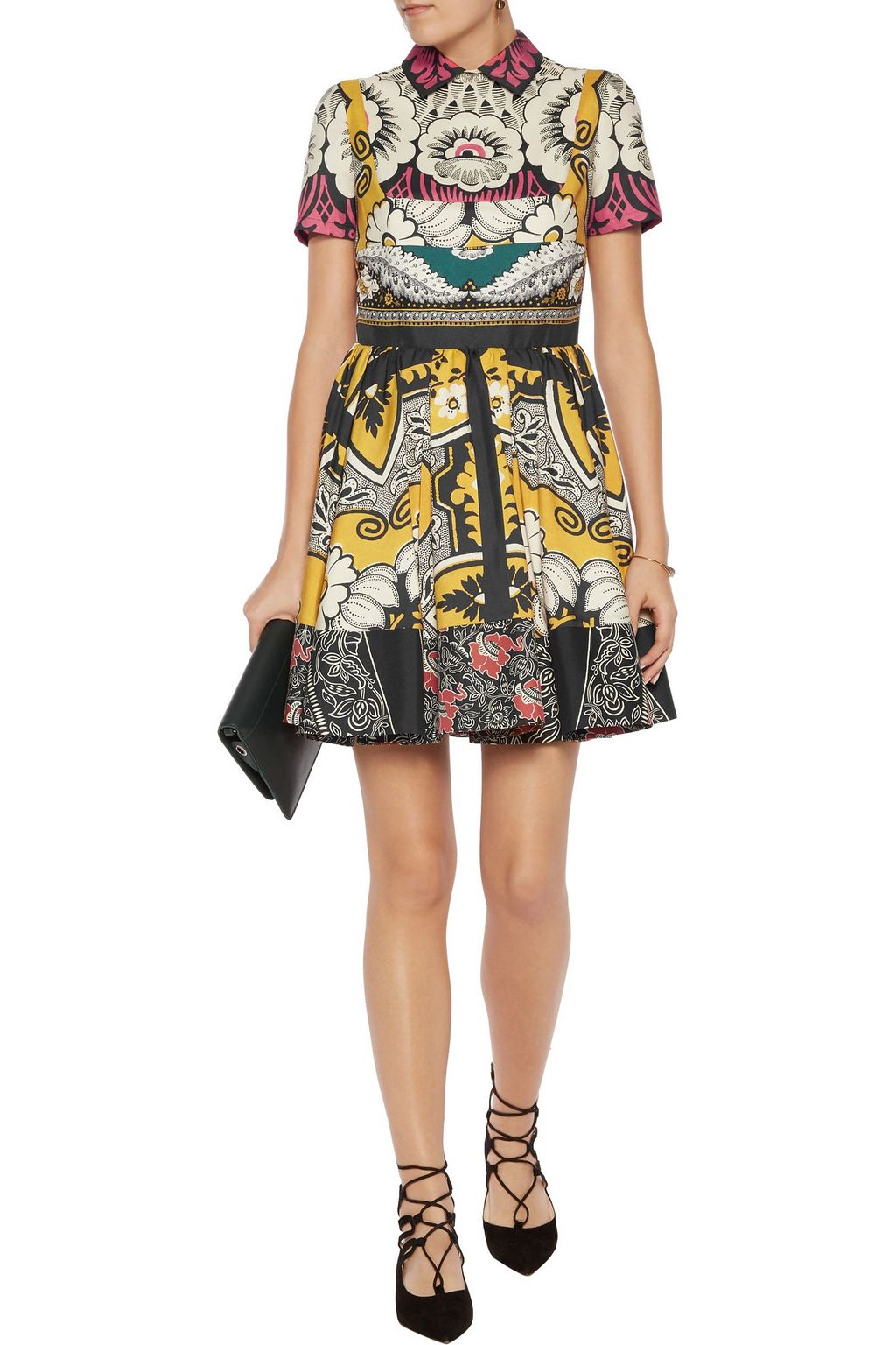 VALENTINO GARAVANI Pleated printed silk dress