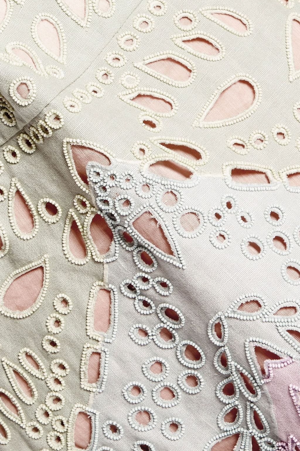 VALENTINO GARAVANI Embellished broderie anglaise linen mini dress