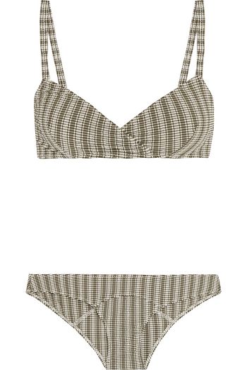 LISA MARIE FERNANDEZ Metallic seersucker halterneck bikini