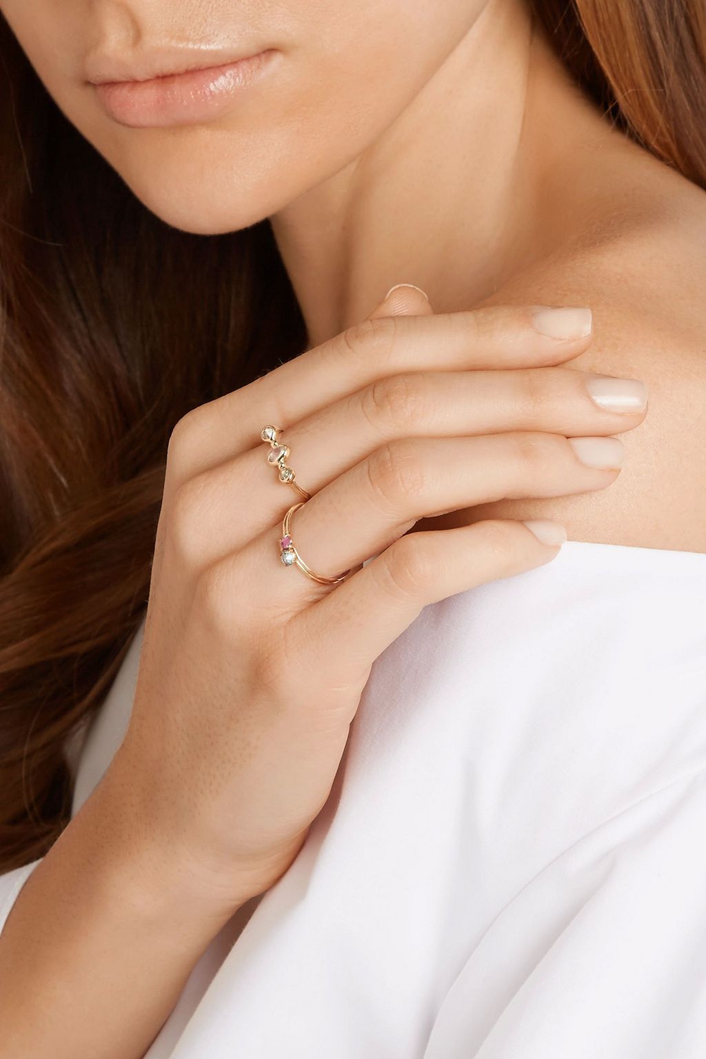 MELISSA JOY MANNING 14-karat gold, topaz and moonstone ring