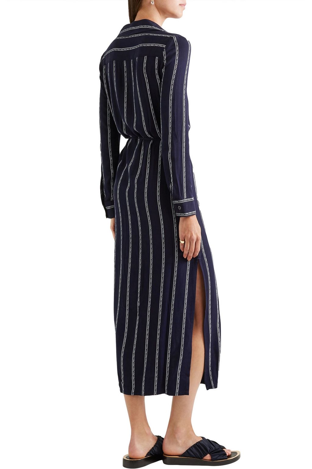 SPLENDID Striped twill midi shirt dress
