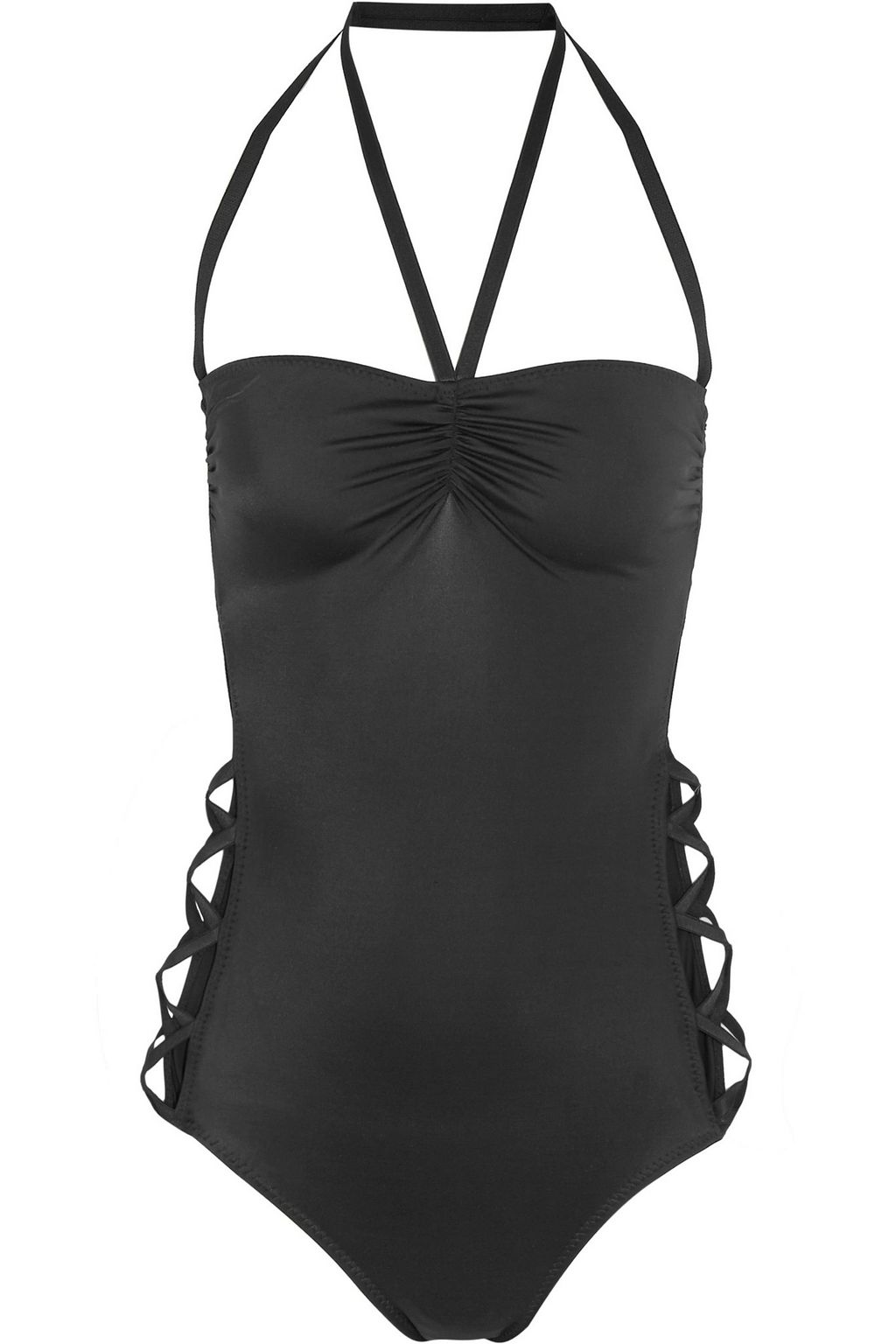 black lattice swimsuit