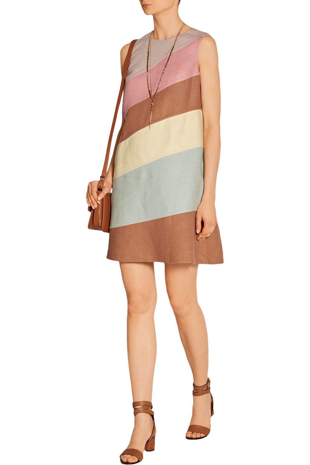 VALENTINO GARAVANI Minikleid aus Leinen in Colour-Block-Optik