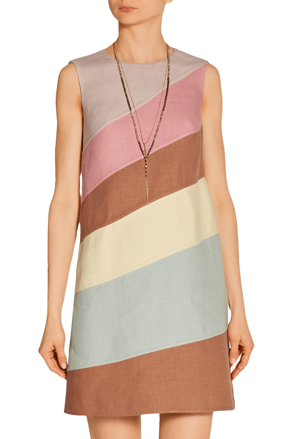 VALENTINO GARAVANI Minikleid aus Leinen in Colour-Block-Optik