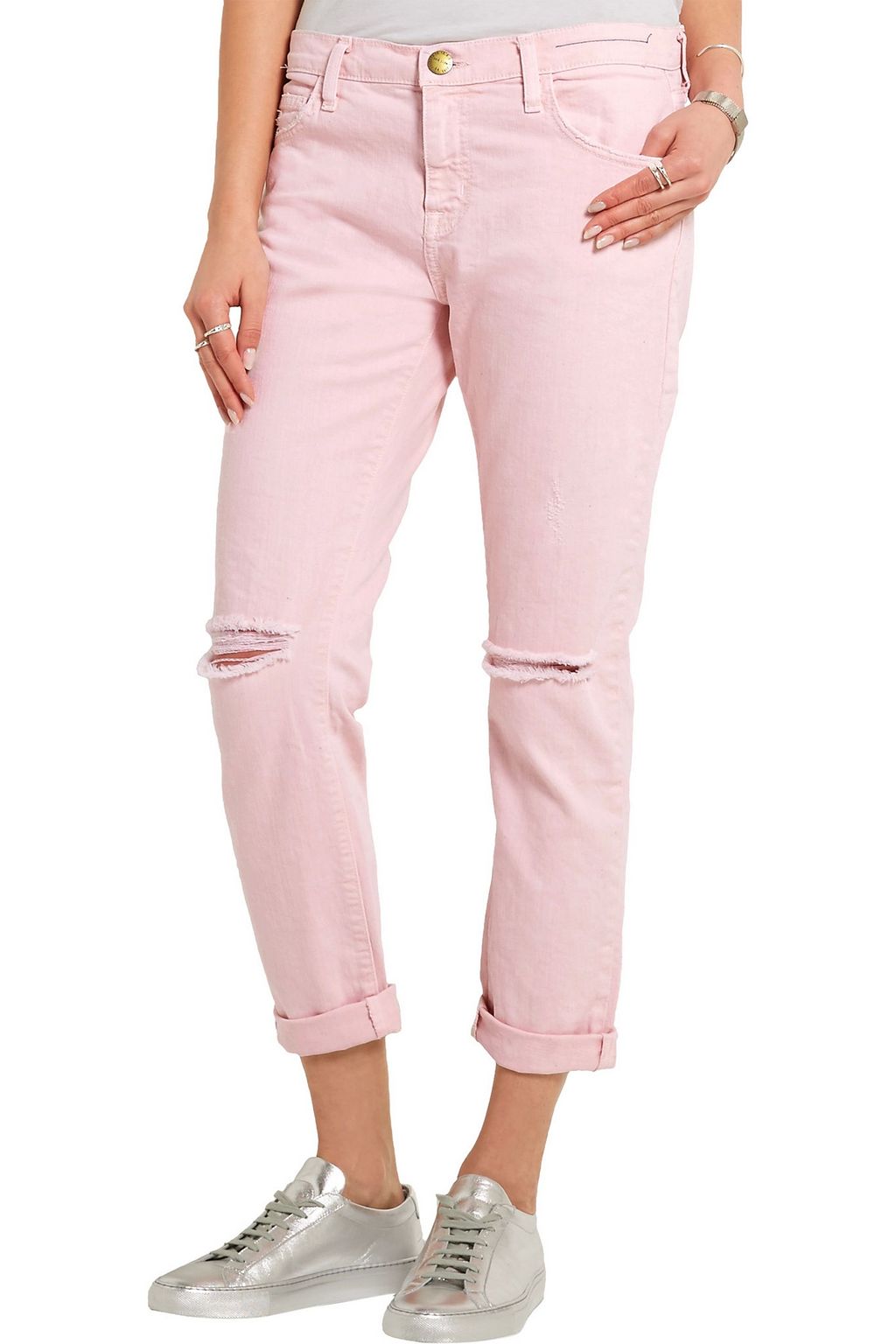 CURRENT/ELLIOTT The Fling distressed mid-rise boyfriend jeans