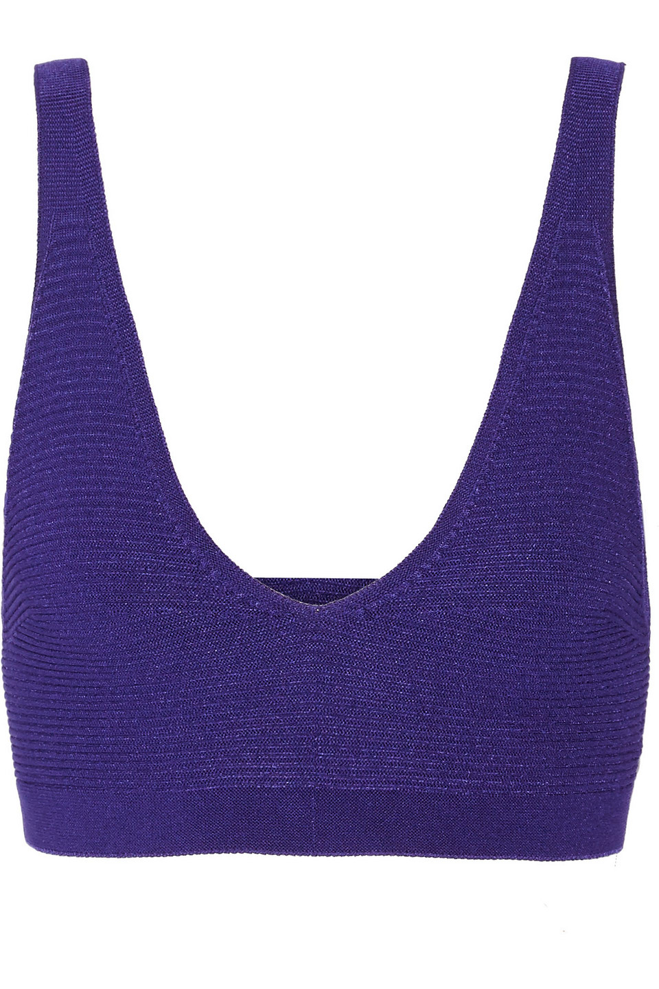 Cushnie Ribbed Stretch-knit Bra Top In Purple