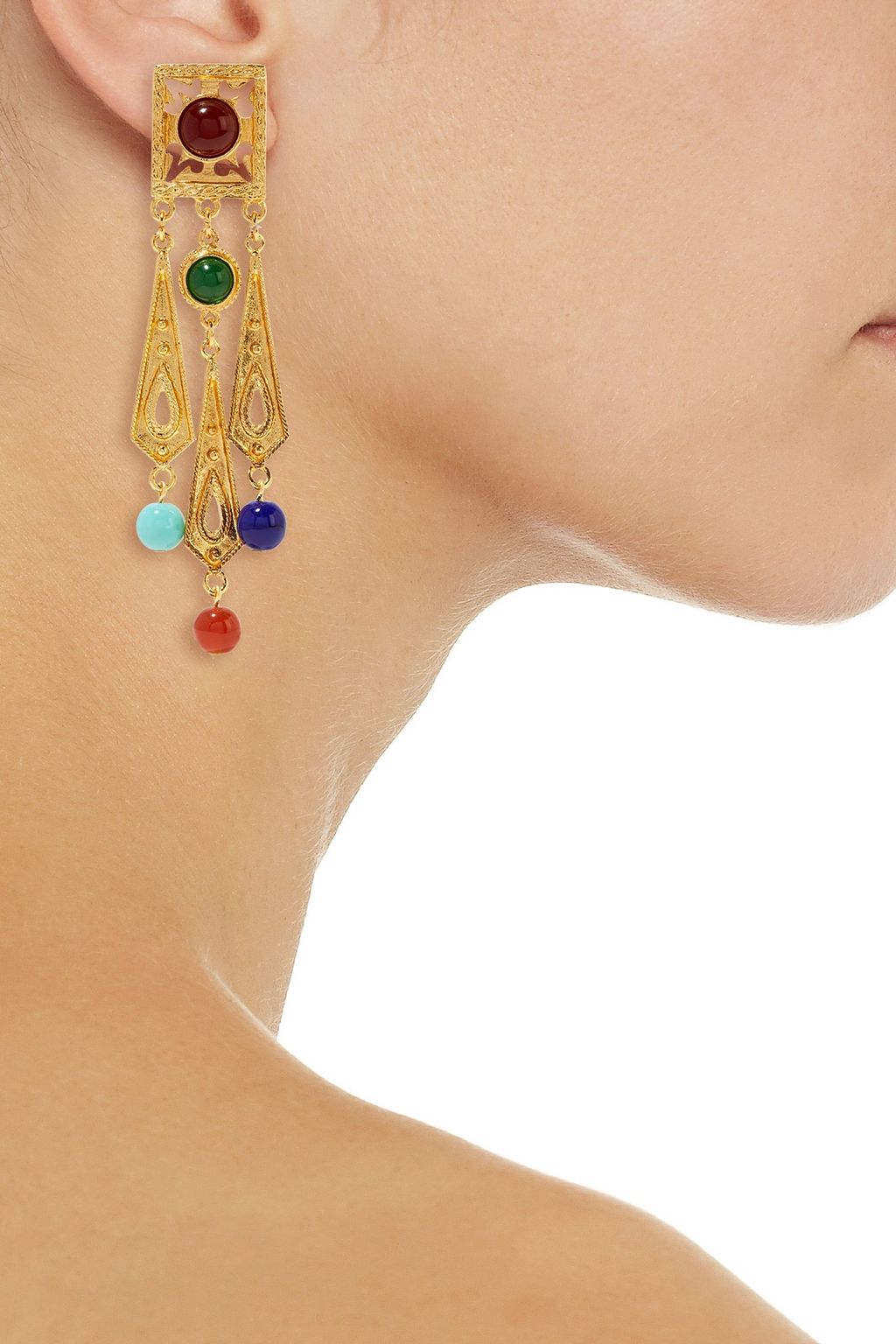 BEN-AMUN Gold-tone bead clip earrings