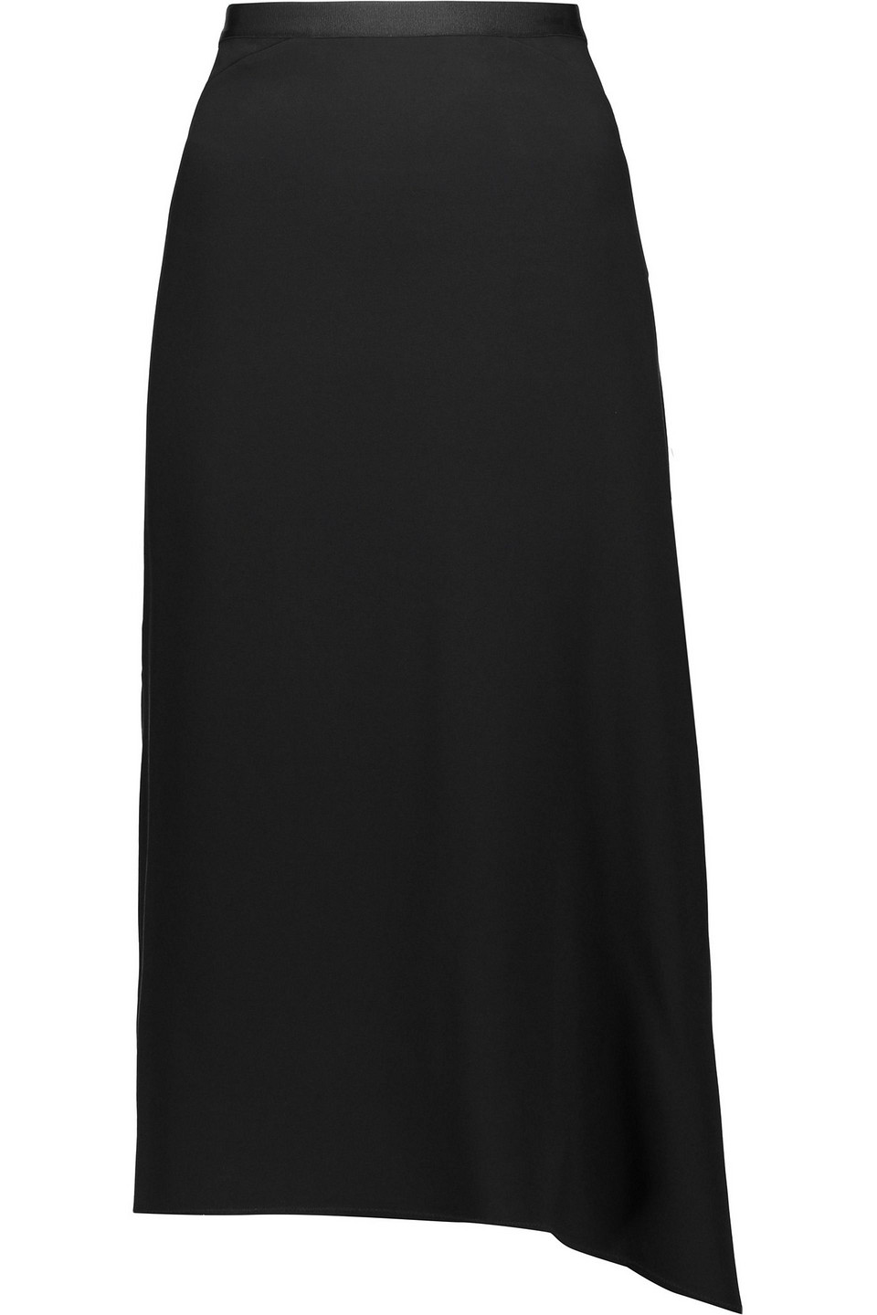 helmut lang - asymmetric draped cady midi skirt - black - m