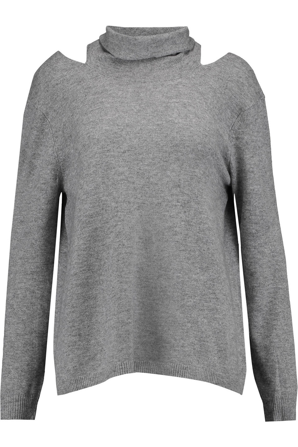 Halston Cutout Wool And Cashmere-blend Turtleneck Sweater In Gray