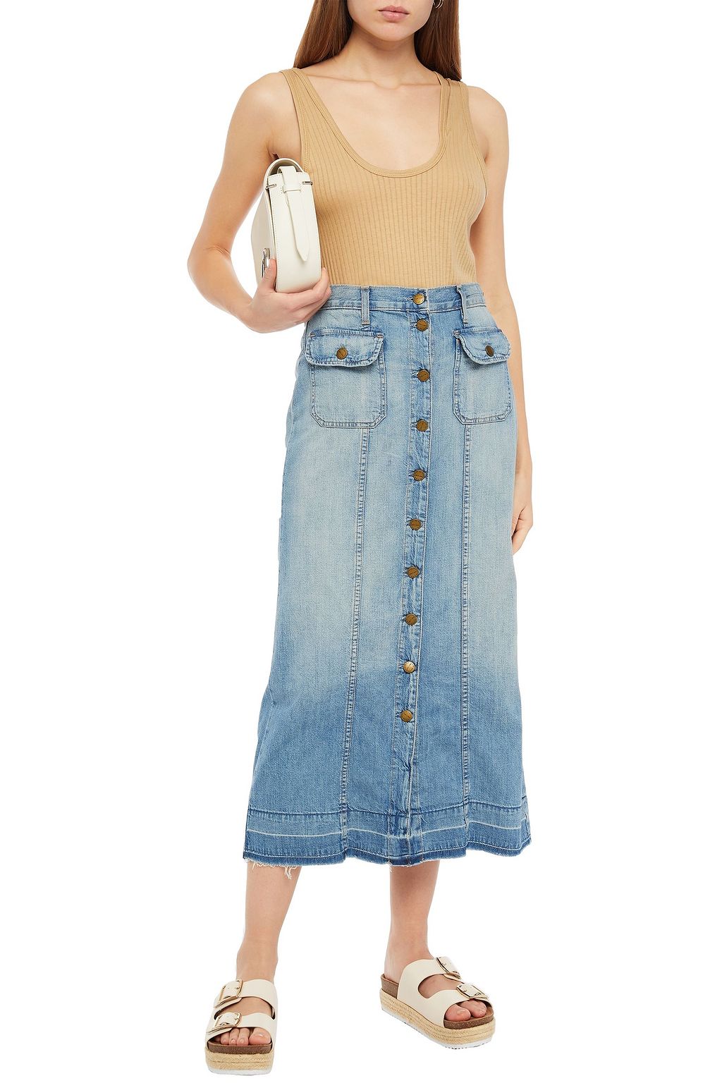 CURRENT/ELLIOTT The Sally faded denim maxi skirt
