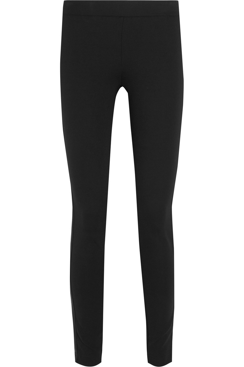 dkny - stretch silk-paneled stretch-jersey leggings - black - s