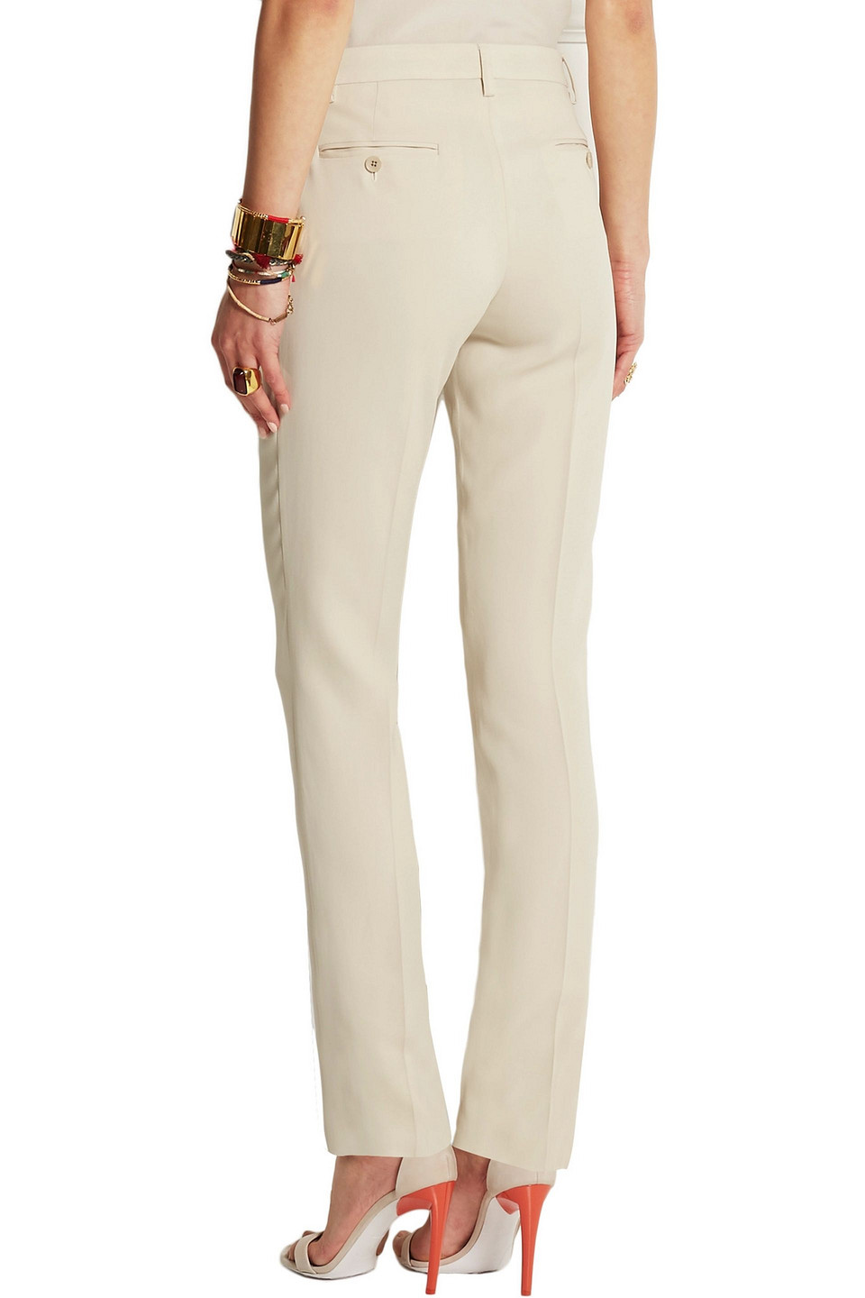 Etro Veronica Stretch-crepe Slim-leg Pants In Ecru
