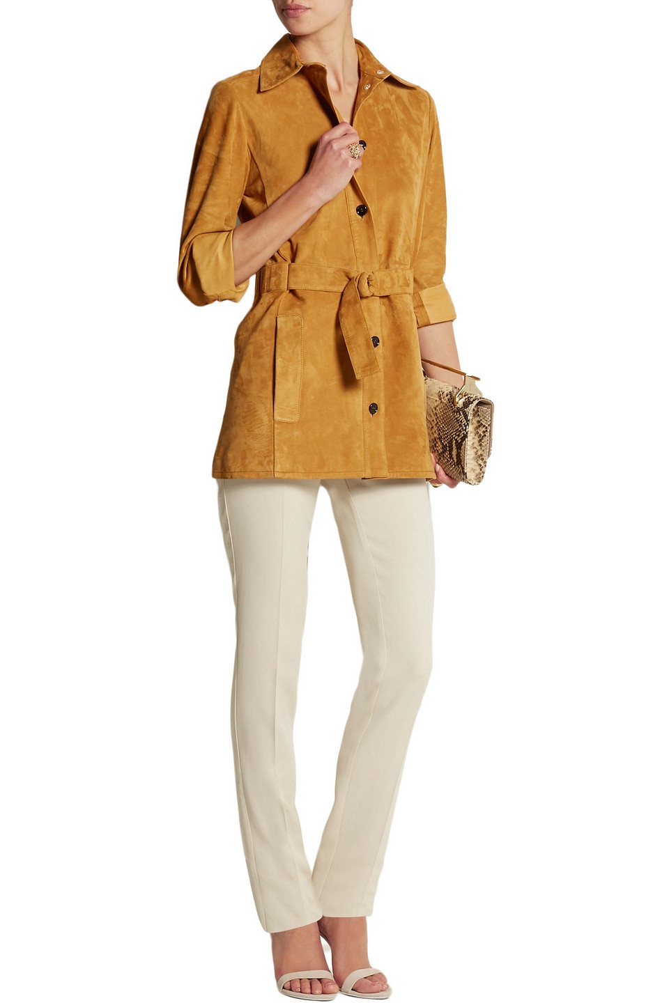 Etro Veronica Stretch-crepe Slim-leg Pants In Ecru
