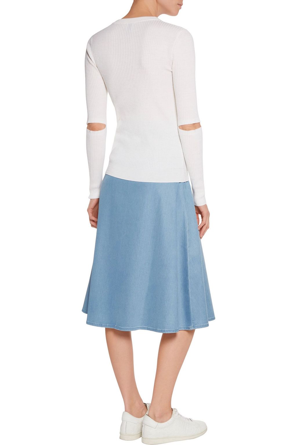 IRIS & INK Cutout ribbed merino wool sweater