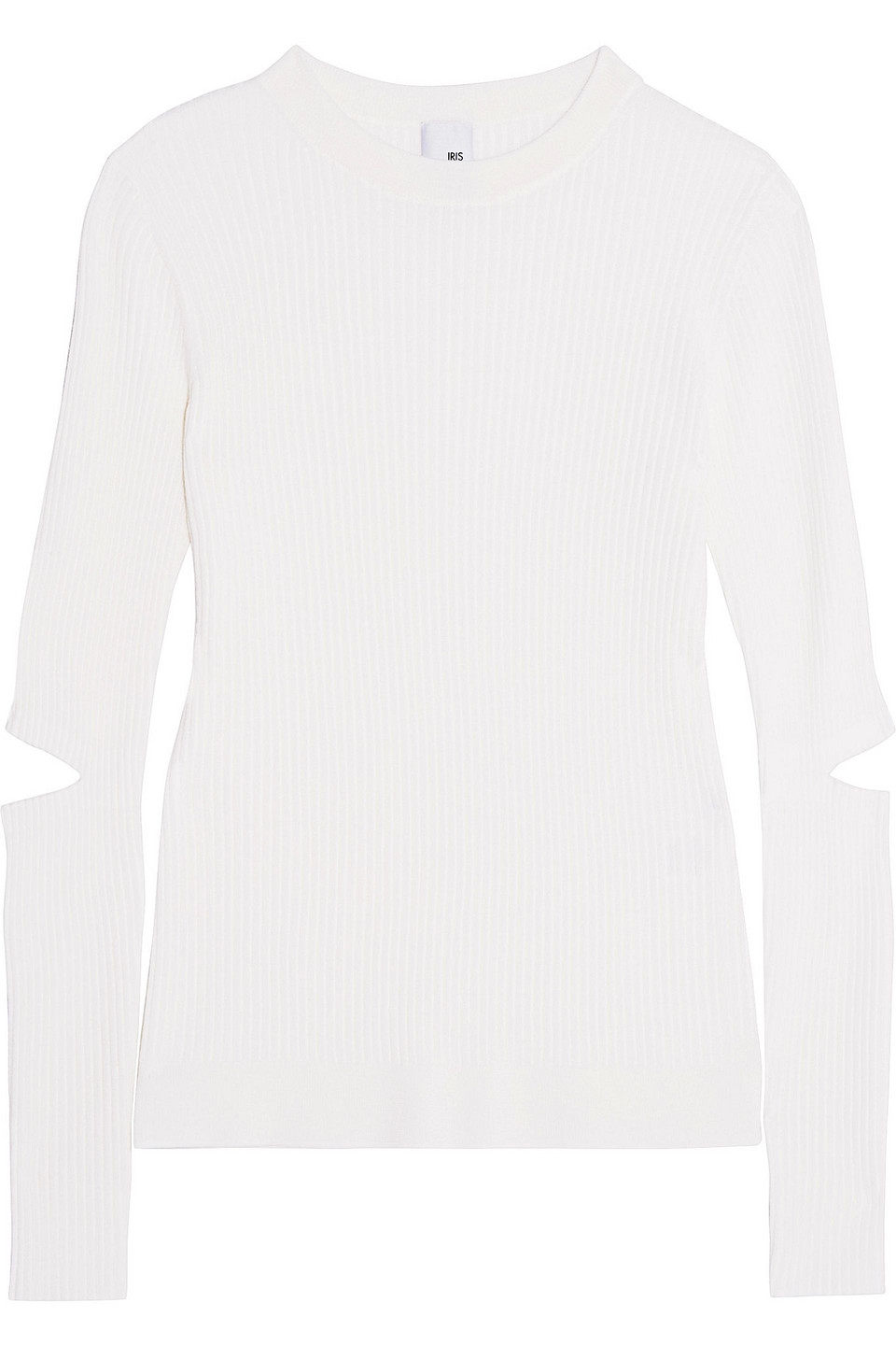 Iris & Ink Cutout Ribbed Merino Wool Sweater