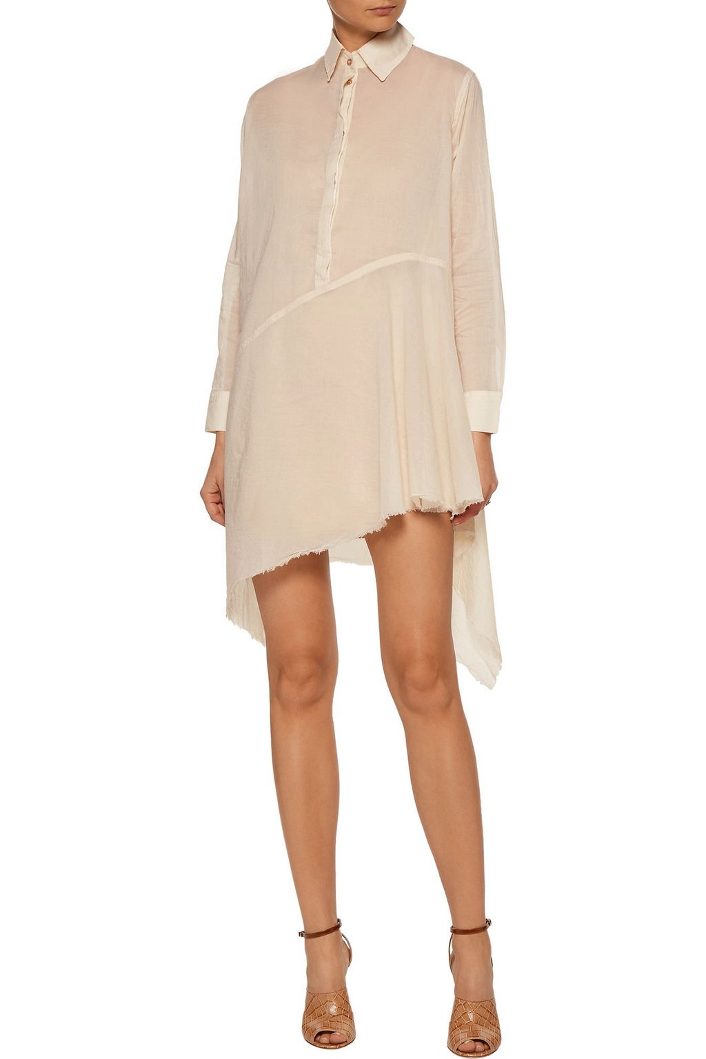 MARQUES' ALMEIDA Asymmetric frayed cotton-broadcloth dress