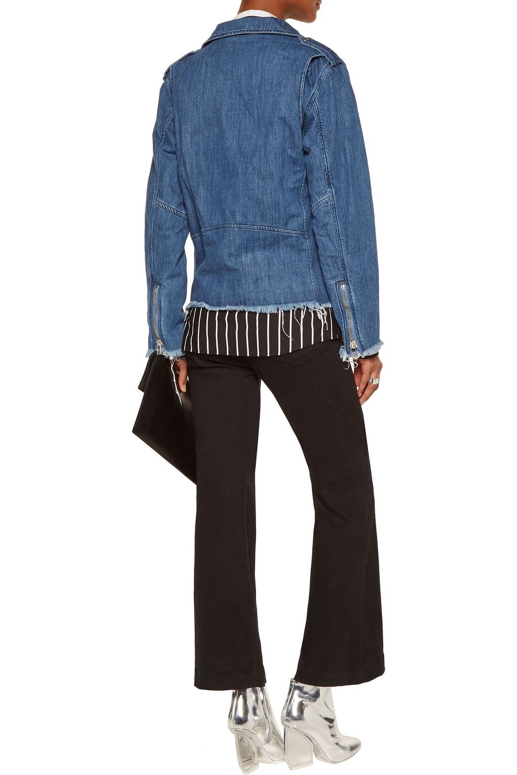 MARQUES' ALMEIDA Frayed denim biker jacket