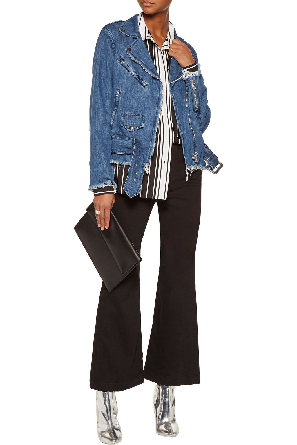MARQUES' ALMEIDA Frayed denim biker jacket