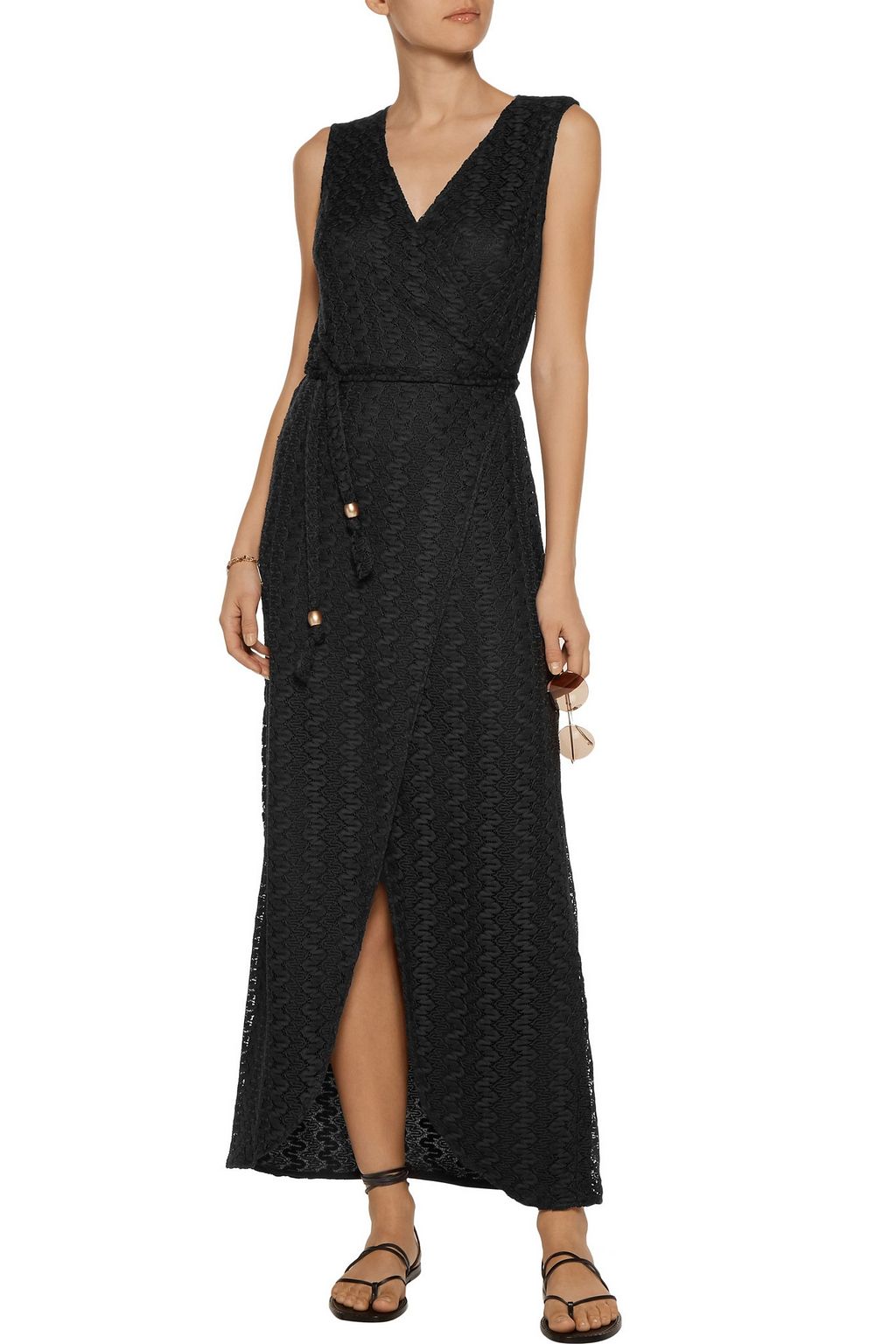MELISSA ODABASH Dee wrap-effect crocheted lace maxi dress