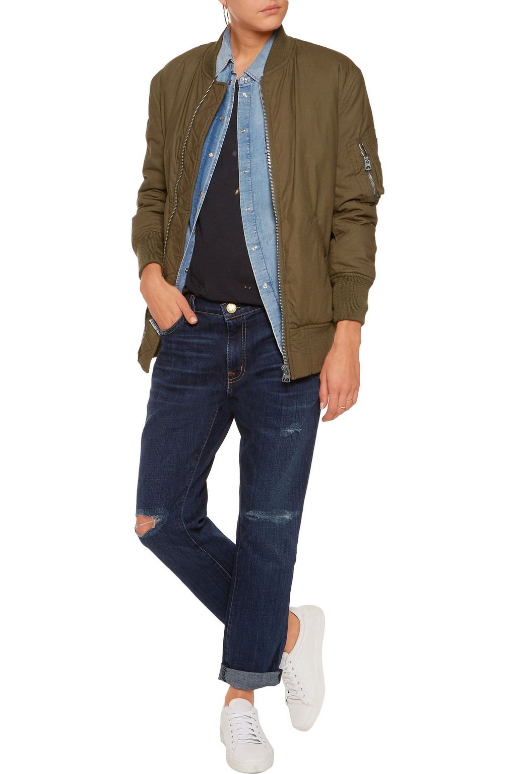 CURRENT/ELLIOTT The Fling distressed boyfriend jeans