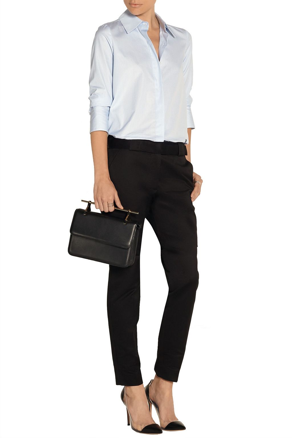 VICTORIA BECKHAM DENIM Cotton-twill tapered pants