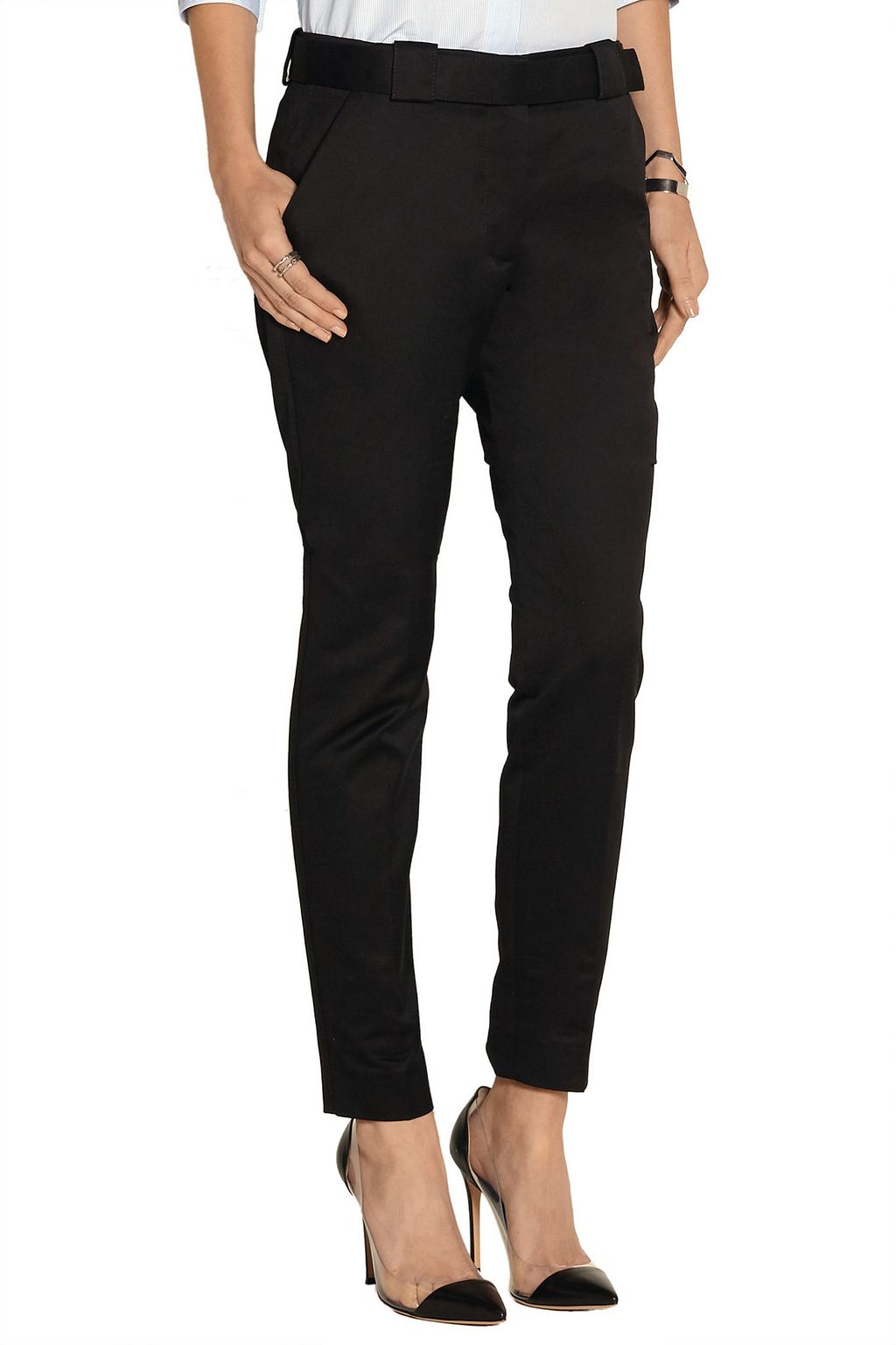 VICTORIA BECKHAM DENIM Cotton-twill tapered pants