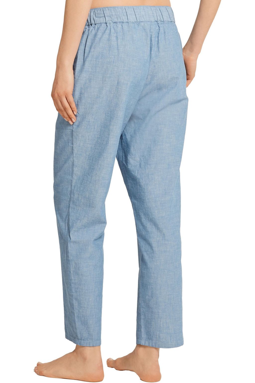SLEEPY JONES Hannah cotton-chambray pajama pants